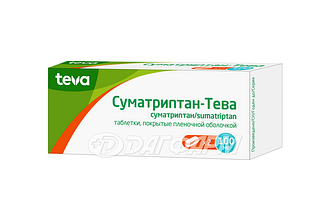 СУМАТРИПТАН-ТЕВА таблетки, покрытые пленочной оболочкой 100мг №2